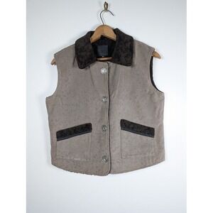 Wooly‎ Bully Lined Vest Women's Size Medium Faux Fur Lined Western Outdoor Warm